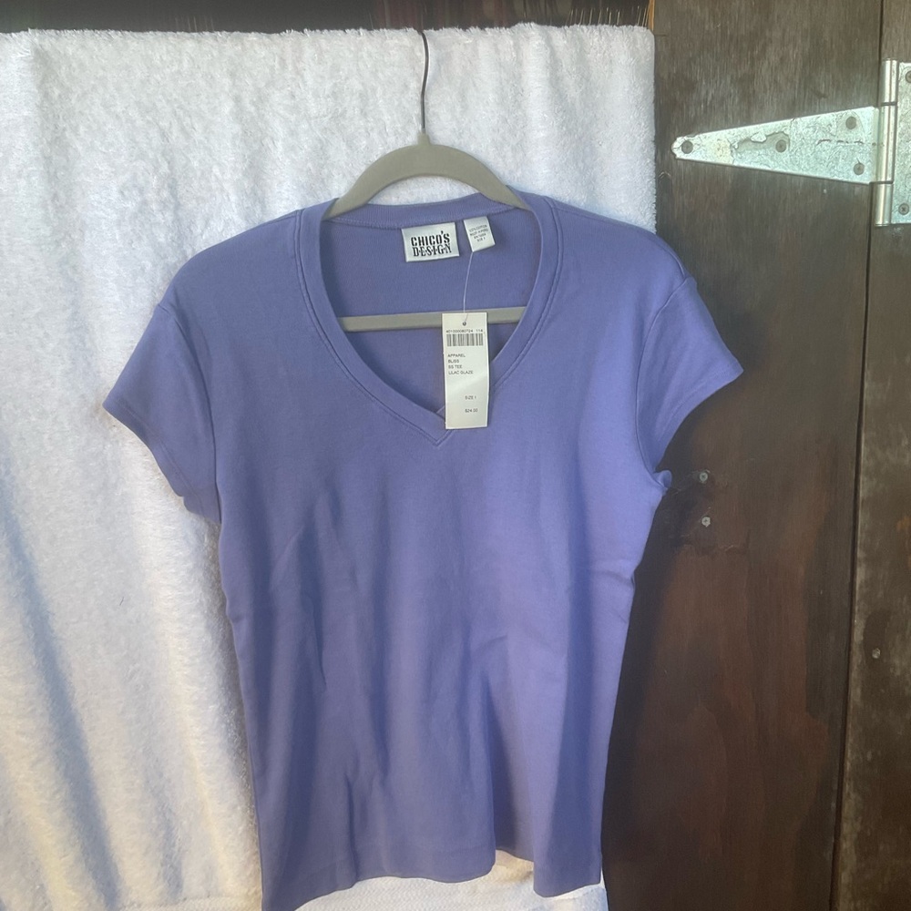 Chico's Purple Fitted Crew Neck Tee